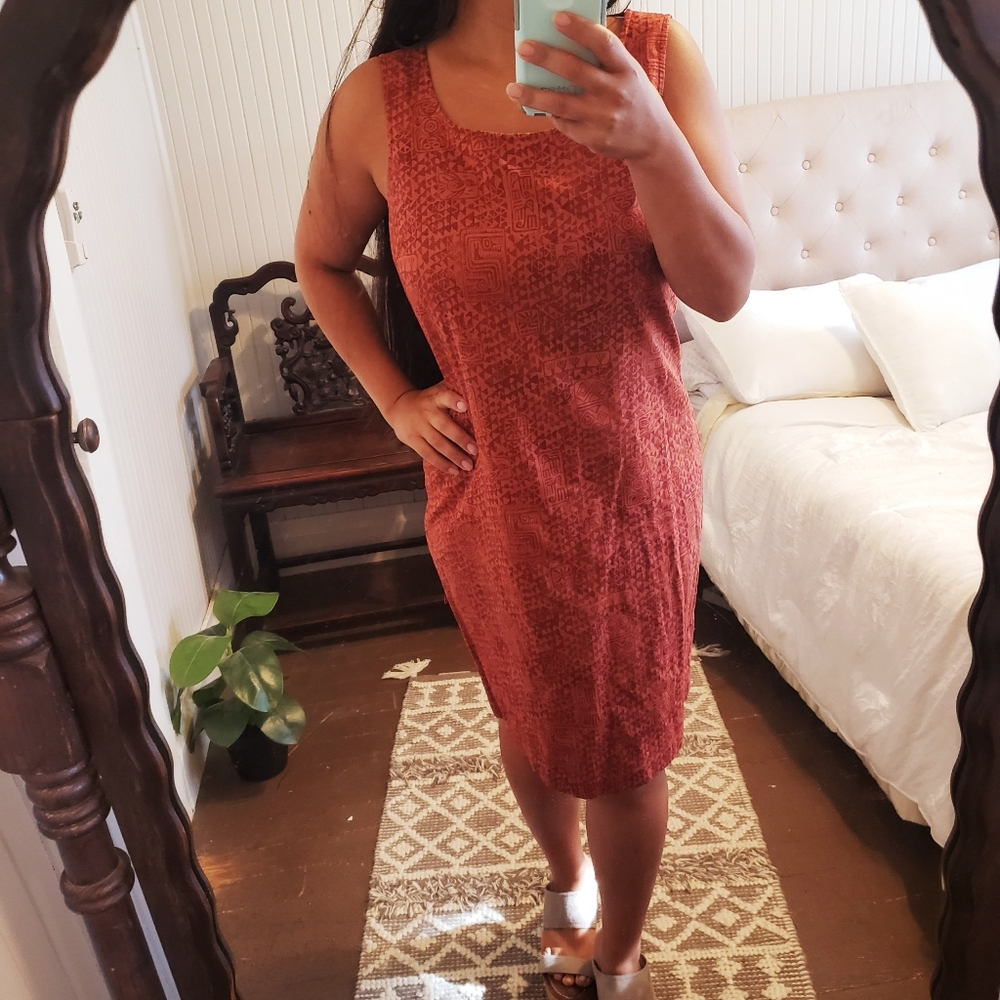 Peruvian Connection Rust Pima Cotton Shift Dress - image 1